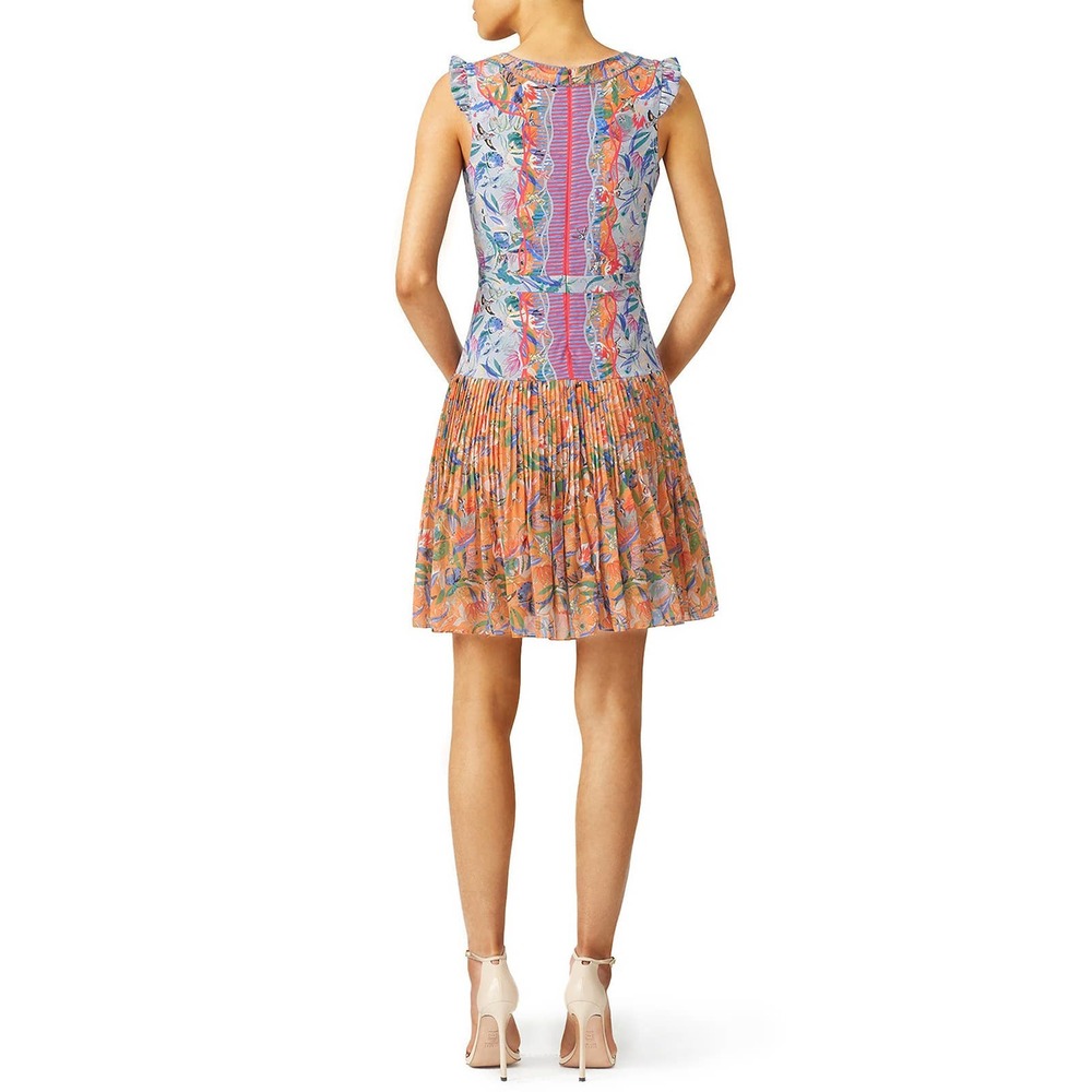 SALONI Elodie Lunar Flight Dress Pleated Floral Tropical Dress Size 6 - Picture 2 of 16